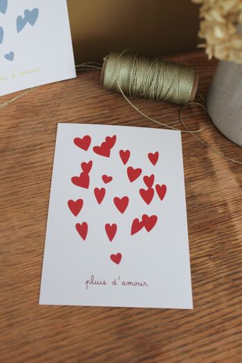 Carte postale Pluie d'amour Rouge