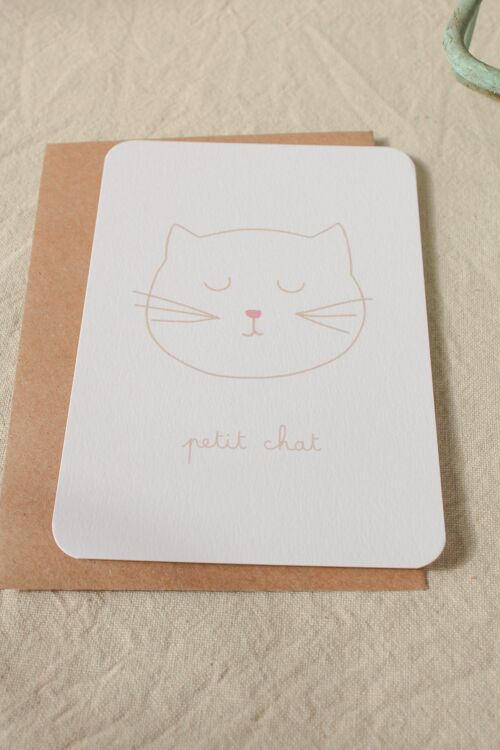 Carte postale Petit chat Rose