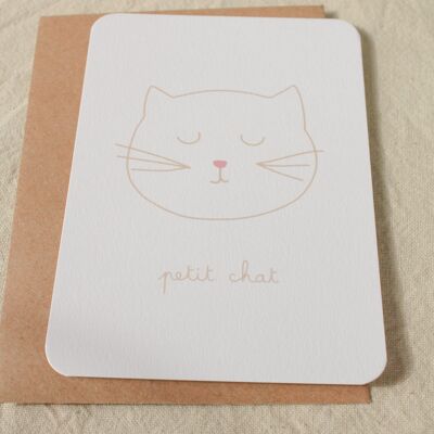 Carte postale Petit chat Rose