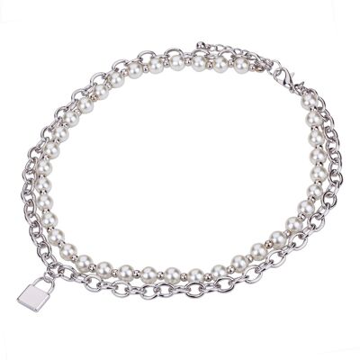 Alesha Base Alloy Faux Pearls Short Necklace DN2494R
