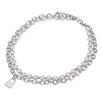 Collier court Alesha Base Alloy Faux Pearls DN2494R