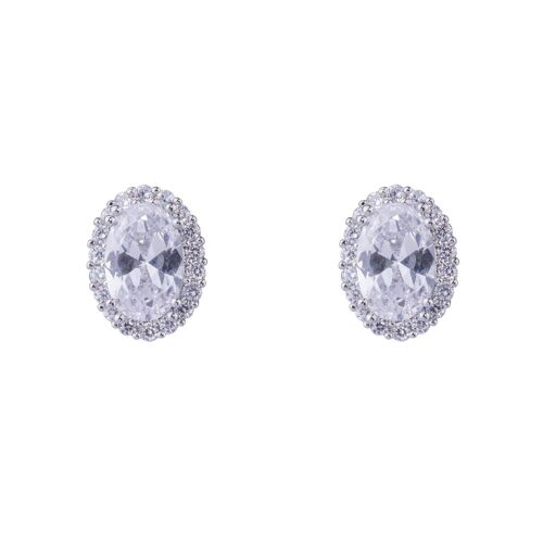 Elizabeth Base Alloy Cubic Zirconia Clip On Earrings DE0460R