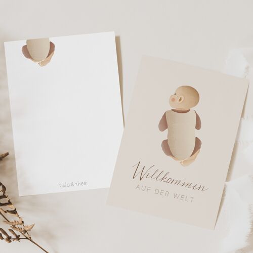 Postkarte Geburt Baby - Boho Karte