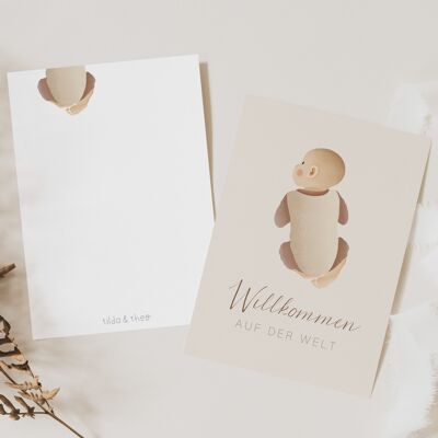 Cartolina nascita del bambino - carta boho