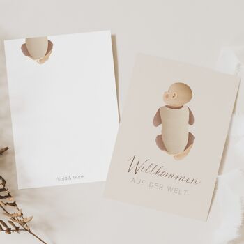 Carte postale naissance de bébé - carte bohème 1