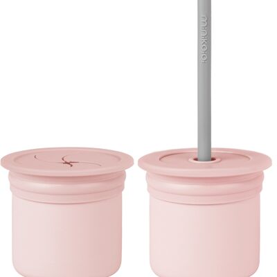 3 in 1 Sip+Snack Cup - Pink / Gray