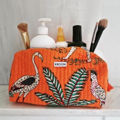 sac cosmétique fait main "orange jungle"