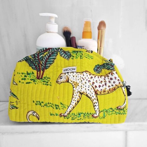 handgemachte Kosmetiktasche "yellow jungle"