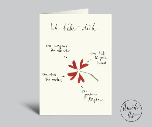 Valentinstagskarte | Kleeblatt aus Herzen | Ich liebe dich... | Klappkarte