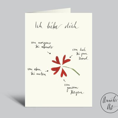 Valentinstagskarte | Kleeblatt aus Herzen | Ich liebe dich... | Klappkarte