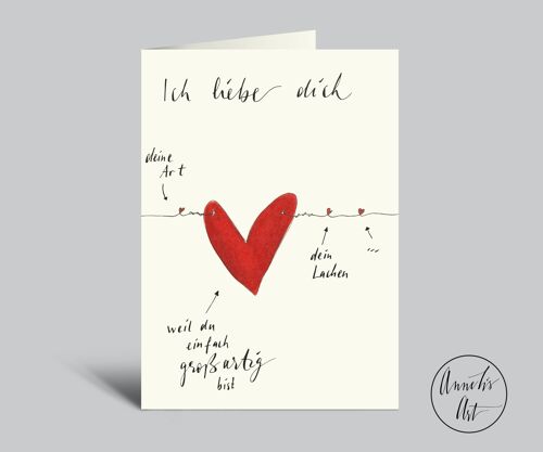 Valentinstagskarte | Ich liebe dich... | Großes Herz | Klappkarte