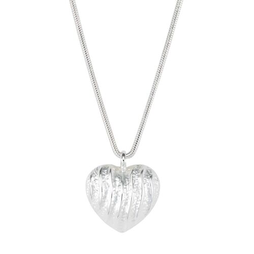 Monet Silver Hand Painted Heart Pendant Necklace DN1539S