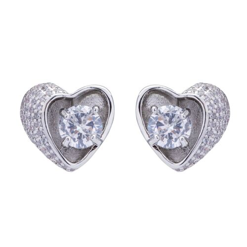 Sweetheart Base Alloy Crystal Stud Earrings DE0975R