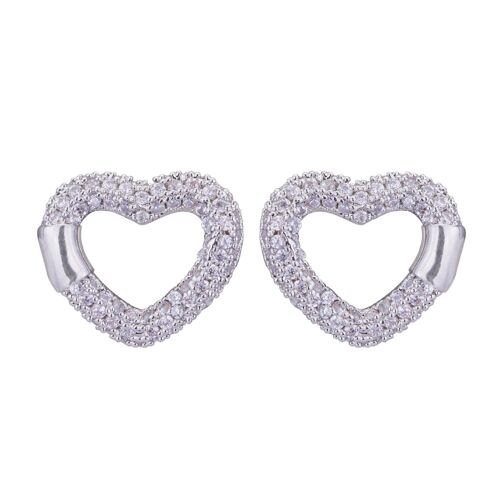 Sweetheart Base Alloy Crystal Stud Earrings DE0979R
