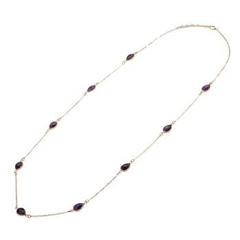 Collier long en cristal de pierre semi-précieuse en alliage de base Venus DN2538N