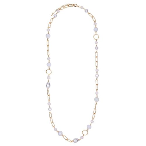 Venus Base Alloy Semi-Precious Stone Crystal Mother of Pearl Long Necklace DN2485C