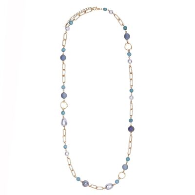 Venus Base Alloy Semi-Precious Stone Crystal Mother of Pearl Long Necklace DN2485D