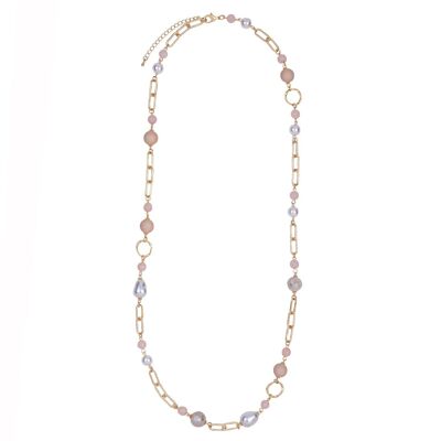 Venus Base Alloy Semi-Precious Stone Crystal Mother of Pearl Long Necklace DN2485E