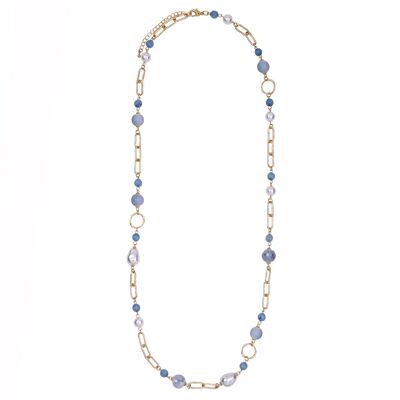 Venus Base Alloy Semi-Precious Stone Crystal Mother of Pearl Long Necklace DN2485M
