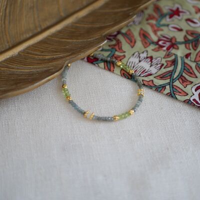 Bracelet Abhay péridot, aigue marine mousse, pierre de lune