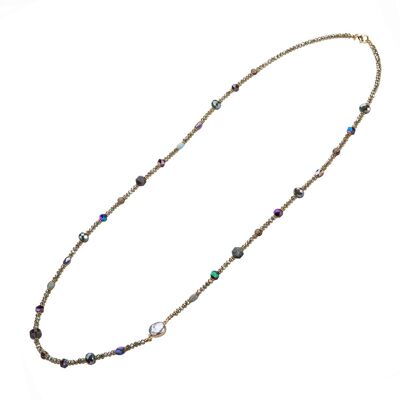 Venus Base Alloy Semi-Precious Stone Crystal Mother of Pearl Long Necklace DN2530C