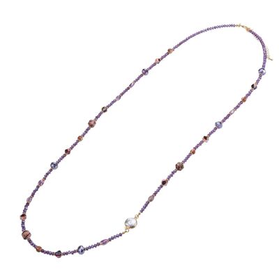 Venus Base Alloy Semi-Precious Stone Crystal Mother of Pearl Long Necklace DN2530N