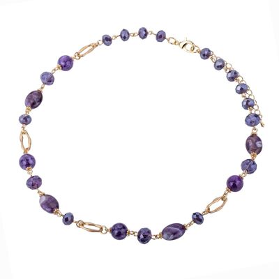 Collier court en cristal de pierre semi-précieuse en alliage de base Venus DN2428C