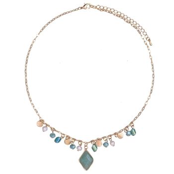 Collier court en cristal de pierre semi-précieuse en alliage de base Venus DN2483D