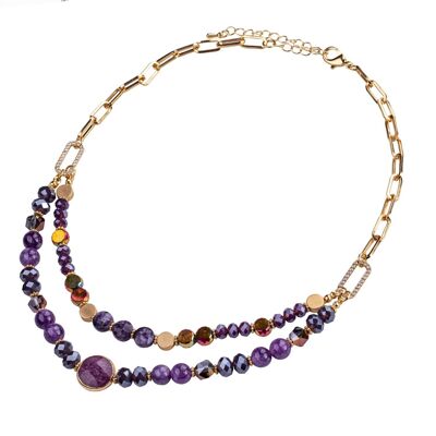 Venus Base Alloy Semi-Precious Stone Crystal Short Necklace DN2531N