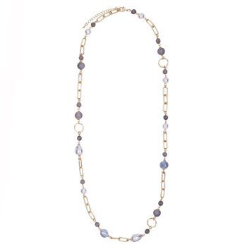 Collier long en nacre de cristal de pierre semi-précieuse Venus DN2485B