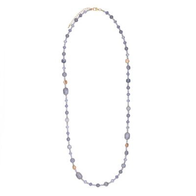 Venus Semi Precious Stone Crystal Mother Of Pearl Long Necklace DN2486B