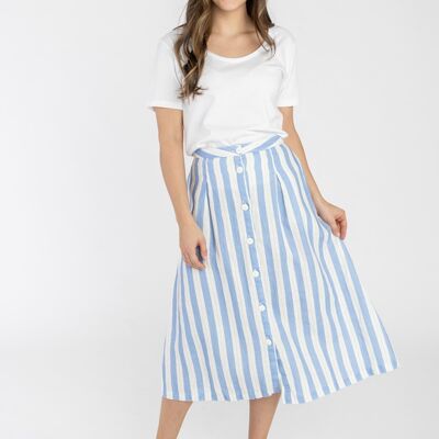 striped linen midi skirt