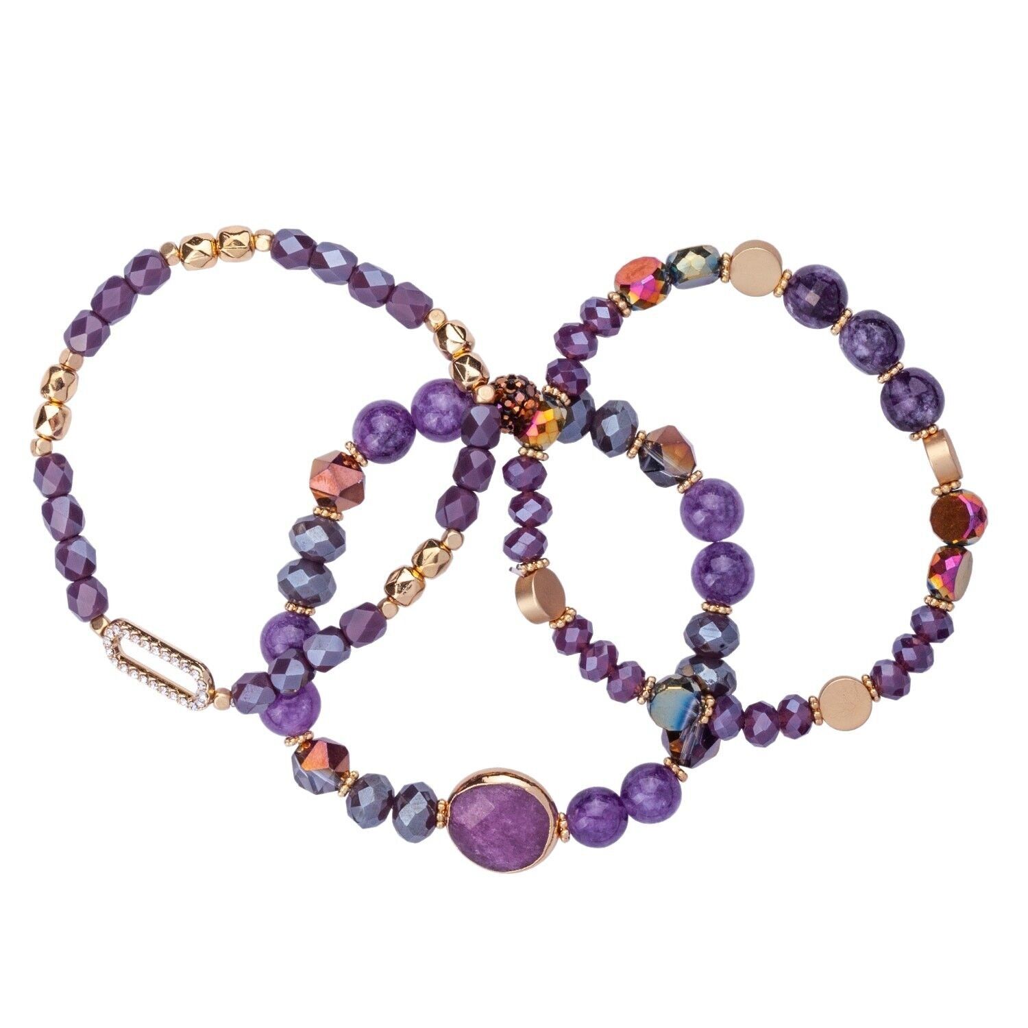 Venus Base Alloy Semi-Precious Stone Crystal Elasticated Bracelet DB2037N