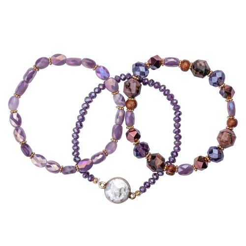 Venus Base Alloy Semi-Precious Stone Crystal Mother of Pearl Elasticated Bracelet DB2036N