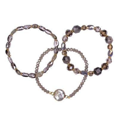 Pulsera elástica de nácar de cristal de piedra semipreciosa de aleación con base de Venus DB2036M