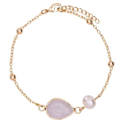 Pulsera con cierre de perlas de agua dulce de piedra semipreciosa de aleación con base de Venus DB1996C