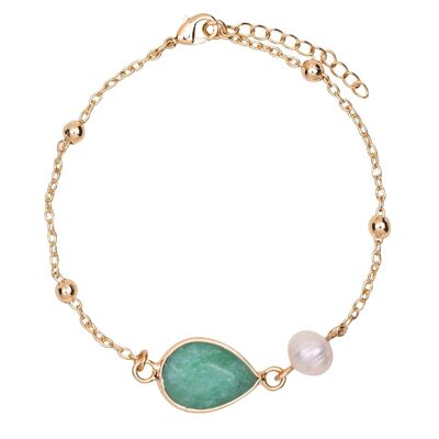 Bracelet fermoir en perles d'eau douce en alliage de base de Vénus avec pierres semi-précieuses DB1996E