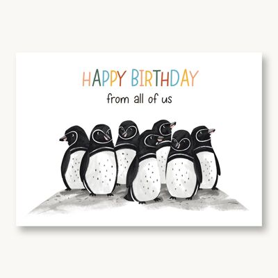 Postkarte Happy Birthday - Pinguine