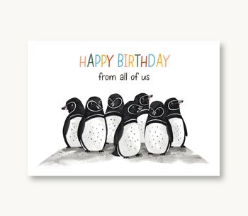 Carte postale Joyeux Anniversaire - pingouins