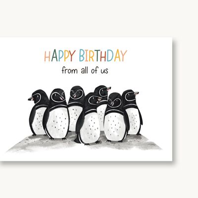 Postal Feliz cumpleaños - pingüinos
