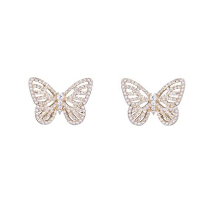 Alesha Cubic Zirconia Faux Pearls Stud Earrings DE1028K
