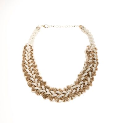 Ariana Gold and Cream PU Statement Short Necklace DN0436A