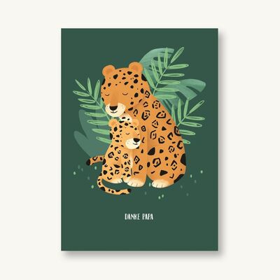 Postkarte Danke Papa Jaguar