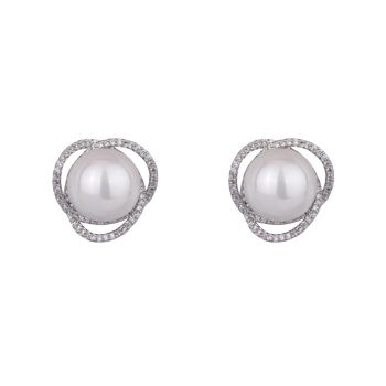 Audrey Base alliage fausses perles zircon cubique boucles d'oreilles DE0422R