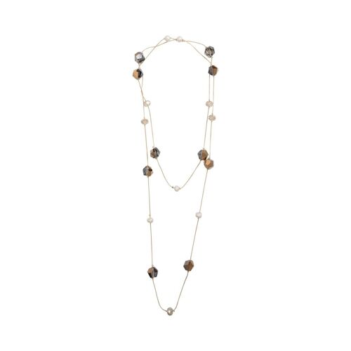 Audrey Base Alloy Fresh Water Pearls Cut Glass Crystal Extra Long Necklace DN1722S
