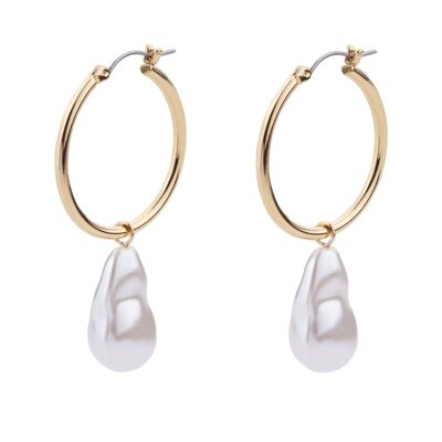 Audrey Faux Pearls Crystal Leaver Earrings DE1049K