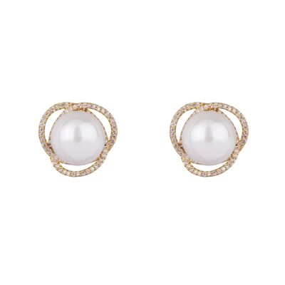 Audrey Faux Pearls Cubic Zirconia Stud Earrings DE0422K