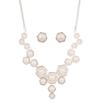 Audrey Set collana e orecchini in argento e perle d'acqua dolce bianche DN1790S