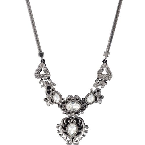 Edith Rhodium Silver Clear Crystal Vintage Necklace DN1564A