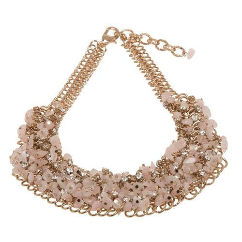 Elizabeth Gold and Pink Stone Statement Necklace DN0979B